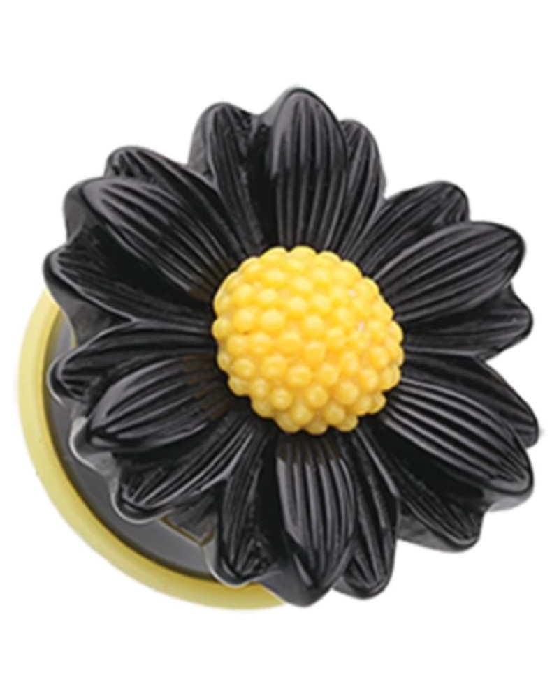 Cutesy Daisy Flower Single Flared Ear Gauge Plug (Sold by Pair) 7/8", Black/Yellow $9.66 Body Jewelry