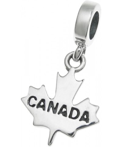 925 Sterling Silver World Travel Tourist Bead For European Charm Bracelet Canada Maple Leaf $19.15 Bracelets