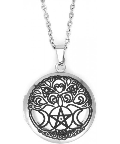 Celtic Tree Locket Necklace, Tree Necklaces For Women, Family Tree Jewelry, That Holds Pictures in Stainless Steel，Tree Of Li...