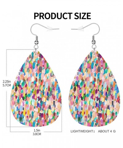 Geometric Teardrop Earrings, Oriental Pink Aqua Rainbow Moroccan Pattern Double-Sided Dangle Earring For Women Girls, Lightwe...