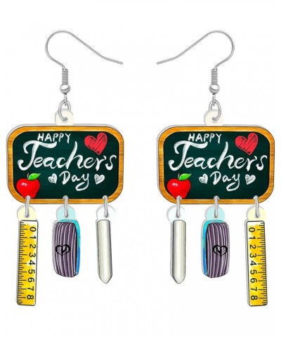 Cute Acrylic Teacher Earrings Crayon Pencil Jewelry Back to School Dangle for Women Girls Kids Book Apple Accessories Blackbo...