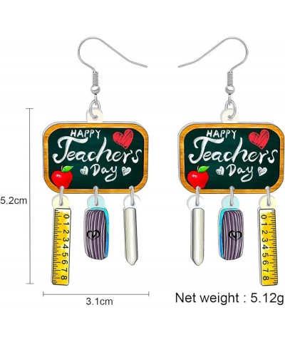 Cute Acrylic Teacher Earrings Crayon Pencil Jewelry Back to School Dangle for Women Girls Kids Book Apple Accessories Blackbo...