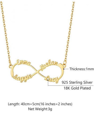 Personalized Infinity Necklace for Women with 1-4 Names Custom 18K Gold Plated 925 Sterling Silver/Stainless Steel Infinity L...