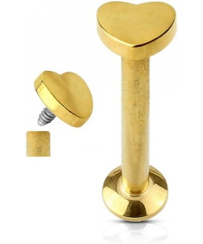 16 Gauge Heart Top Internally Threaded Monroe/Labret Stud 316L Surgical Steel (CHOOSE COLOR) Gold $8.25 Body Jewelry