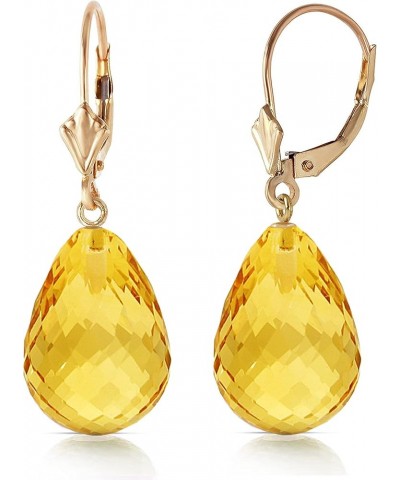 14k Solid Gold Leverback Earrings with Briolette Citrines Yellow Gold $152.49 Earrings