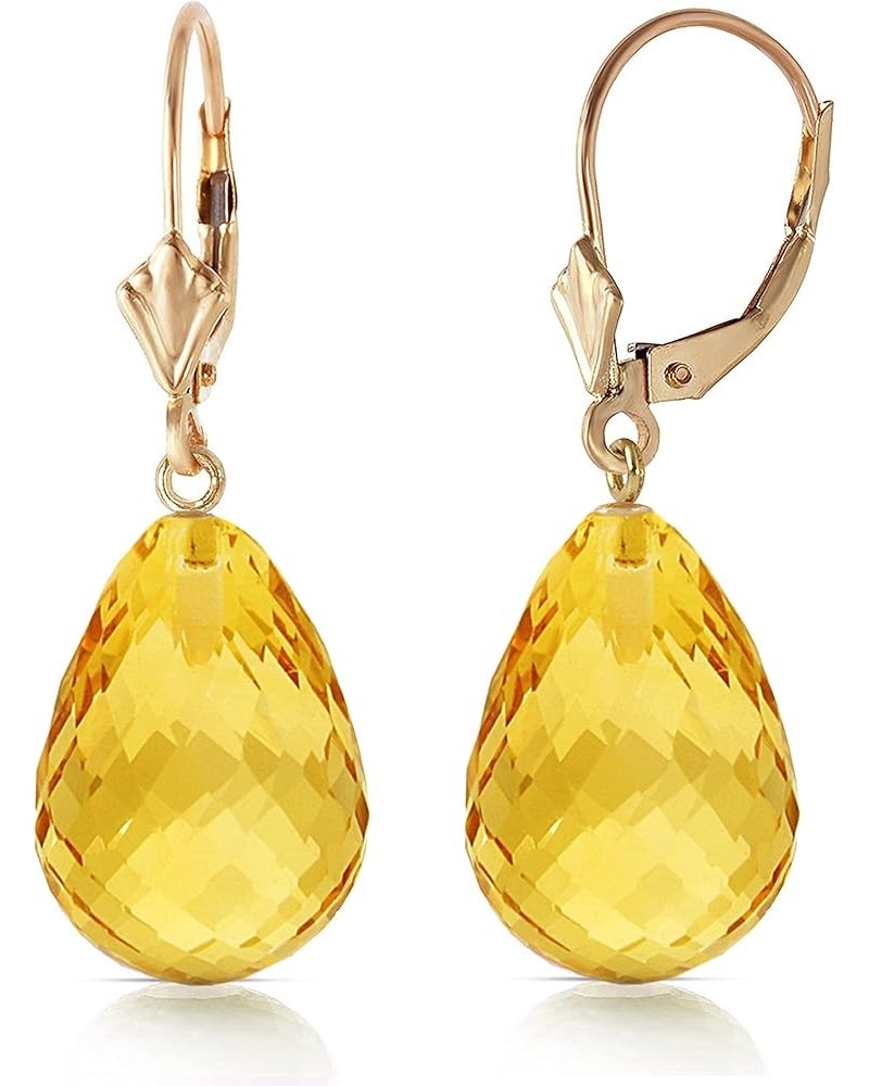 14k Solid Gold Leverback Earrings with Briolette Citrines Yellow Gold $152.49 Earrings