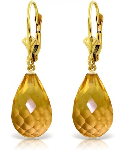 14k Solid Gold Leverback Earrings with Briolette Citrines Yellow Gold $152.49 Earrings