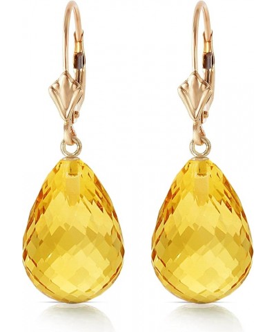 14k Solid Gold Leverback Earrings with Briolette Citrines Yellow Gold $152.49 Earrings