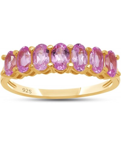 1.75 Ct Oval Shape Simulated Pink Tourmaline Half Eternity Band Ring in 925 Sterling Silver Yellow-gold-plated-silver $22.08 ...