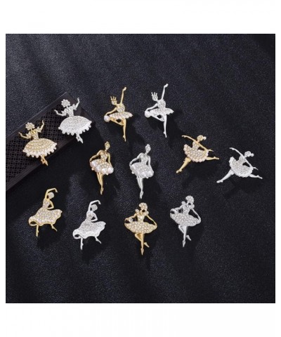 Faux Rhinestone Pearl Brooches,Cute Dancing Ballet Girl Dancer Crystal Bling Brooches for Women,Women's Wedding Brooch pin(A,...