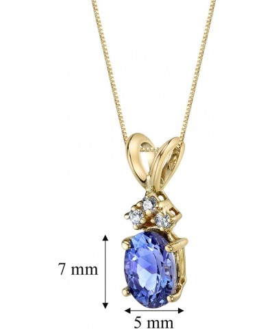 14K Yellow Gold Tanzanite and Diamond Pendant, Genuine Gemstone Dainty Solitaire, Oval Shape, 7x5mm $88.00 Necklaces