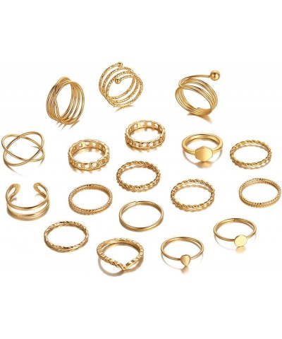 75 Pcs Gold Vintage Knuckle Rings Set for Women Girls,Stackable Rings Boho Joint Finger Midi Rings Hollow Carved Crystal Stac...