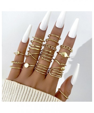 75 Pcs Gold Vintage Knuckle Rings Set for Women Girls,Stackable Rings Boho Joint Finger Midi Rings Hollow Carved Crystal Stac...