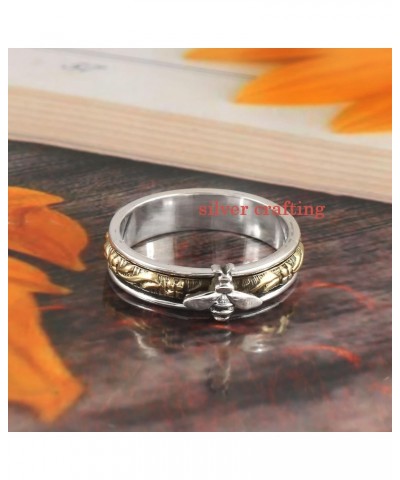 Fly bee Spinner ring Honey Bee Ring Yellow Spinning Band Fidget Spin Ring 925 Sterling Silver Ring Jewelry Bee Spinner $14.83...