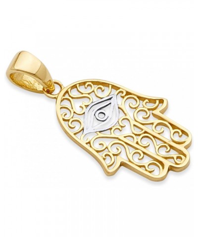 14k REAL Two Tone Gold Hamsa Charm Pendant (Size : 21 x 11 mm) $43.65 Pendants