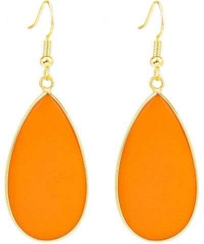 Natural Healing Stone Drop Earrings Crystal Teardrop Moonstone Dangle Earrings Orange $7.64 Earrings