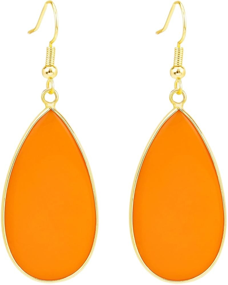 Natural Healing Stone Drop Earrings Crystal Teardrop Moonstone Dangle Earrings Orange $7.64 Earrings