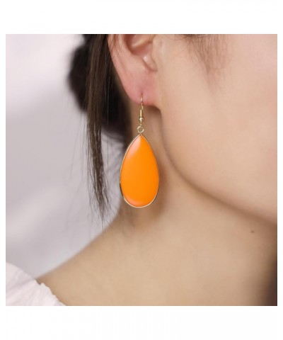 Natural Healing Stone Drop Earrings Crystal Teardrop Moonstone Dangle Earrings Orange $7.64 Earrings