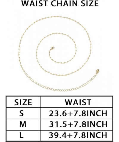 14K Waist Chain Gold Belly Chain Bikini Body Chain Jewelry Accesories for Women and Girls Satellite beads 31.5+7.8inch $10.19...