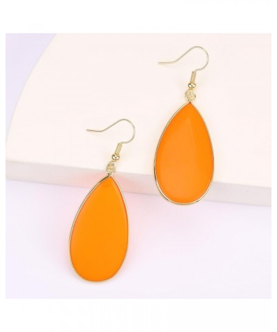 Natural Healing Stone Drop Earrings Crystal Teardrop Moonstone Dangle Earrings Orange $7.64 Earrings