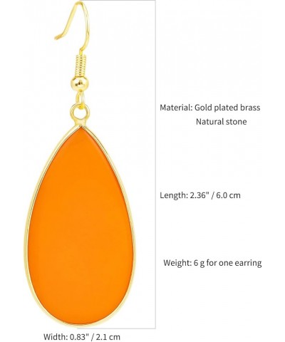 Natural Healing Stone Drop Earrings Crystal Teardrop Moonstone Dangle Earrings Orange $7.64 Earrings