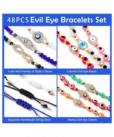 24/12 PCS Evil Eye Bracelets Pack For Women Girls Boys Mexican Braclets Set Protection Amulet Anklets Jewelry Gift 48Pcs Evil...