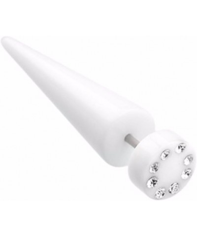 Multi Gem Solid Acrylic WildKlass Fake Tapers (Sold as Pair) 18 GA, 6mm, 8mm ball size, White $9.43 Body Jewelry