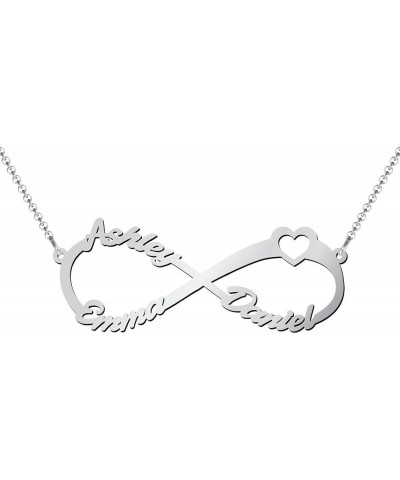 10K Gold Three Name Infinity Necklace by JEWLR 18.0 Inches White Gold $71.40 Necklaces