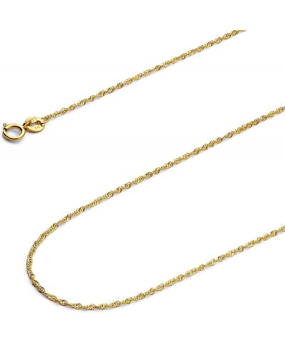 14K Solid Gold Singapore Chains (Select Options) 22 Inches Yellow Gold $54.90 Necklaces