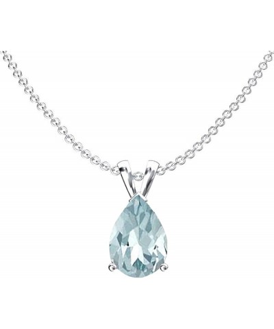 8x6 mm Pear Cut Ladies Solitaire Teardrop Pendant (Silver Chain Included), Sterling Silver Aquamarine $39.31 Necklaces