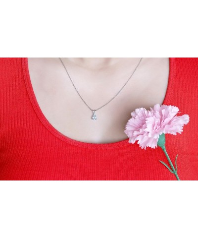 8x6 mm Pear Cut Ladies Solitaire Teardrop Pendant (Silver Chain Included), Sterling Silver Aquamarine $39.31 Necklaces