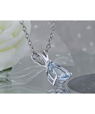 8x6 mm Pear Cut Ladies Solitaire Teardrop Pendant (Silver Chain Included), Sterling Silver Aquamarine $39.31 Necklaces