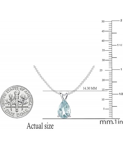 8x6 mm Pear Cut Ladies Solitaire Teardrop Pendant (Silver Chain Included), Sterling Silver Aquamarine $39.31 Necklaces