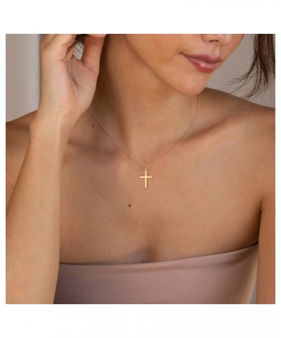 Cross Necklace for Women, Dainty Gold Necklace 14k Gold Plated Cutel Cross Pendant Necklace for Girls Simple Small Gold Cross...