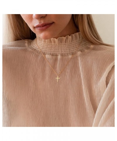 Cross Necklace for Women, Dainty Gold Necklace 14k Gold Plated Cutel Cross Pendant Necklace for Girls Simple Small Gold Cross...