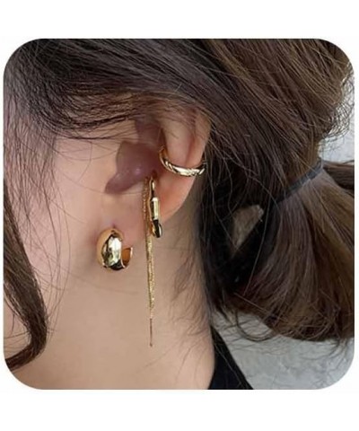 Ear Cuff for Women 14K Gold Plated CZ Ear Cuffs for Women No Piercing Faux Hoop Cartilage Earrings C-4PCS,Gold $7.27 Earrings