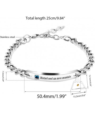 Stainless Steel Chain Bangle Bracelets Engraved Faith as Small as Mustard Seed Can Move Mountains Y1133 Blue cz&silver color ...