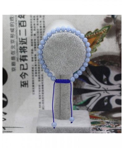 Natural Gemtone 6mm Round Beads Crystal Adjustable Braided Macrame Tassels Bracelets Unisex Blue Angelite $7.27 Bracelets