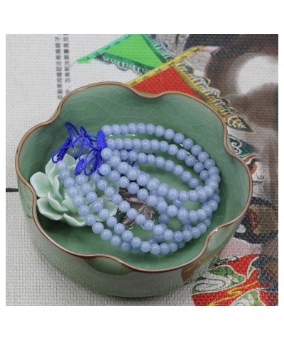 Natural Gemtone 6mm Round Beads Crystal Adjustable Braided Macrame Tassels Bracelets Unisex Blue Angelite $7.27 Bracelets