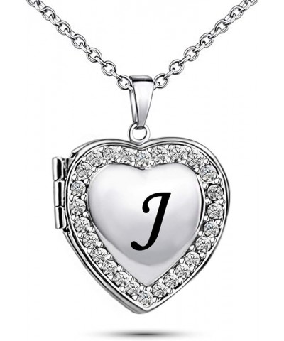 Name Initial Custom Heart Locket Letter Love Pendant Necklace for Women with Birthstone that Holds Pictures for Family J $8.6...