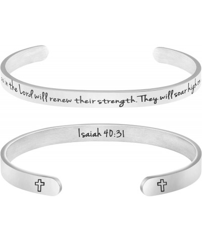 ????????? ????????? for ????? Inspirational Religious Gifts for Her Bible Verse Bapstism Jewelry Cuff Bangle But those who ho...