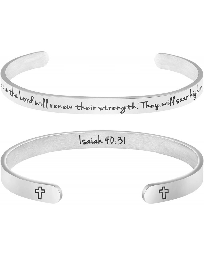 ????????? ????????? for ????? Inspirational Religious Gifts for Her Bible Verse Bapstism Jewelry Cuff Bangle But those who ho...