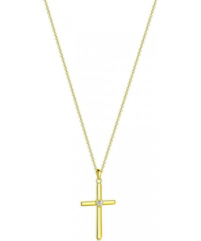 Cross Necklace for Women,14K Gold/White Gold Plated Heart Cross Pendant Dainty Chain Gift Box Jewelry for Women/Girls White-A...