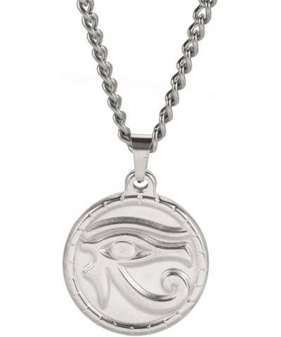 Stainless Steel Ancient Egyptian Eye of Horus Symbol of Protection Pendant Necklace Silver $6.37 Necklaces