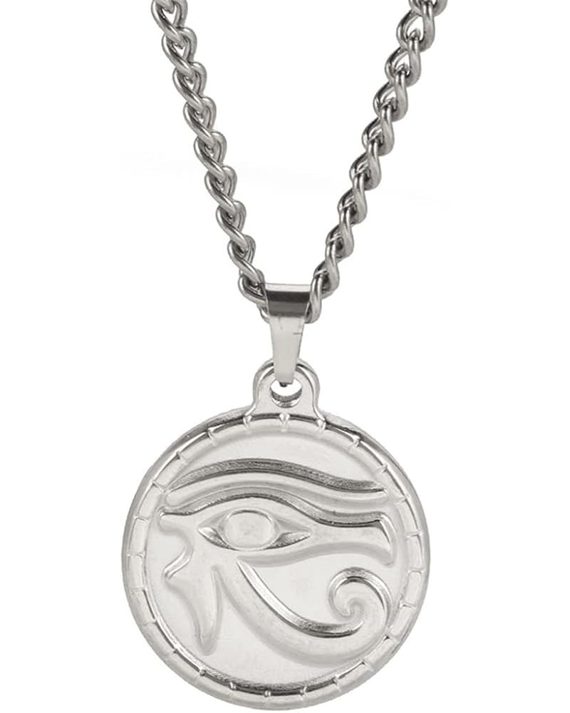 Stainless Steel Ancient Egyptian Eye of Horus Symbol of Protection Pendant Necklace Silver $6.37 Necklaces