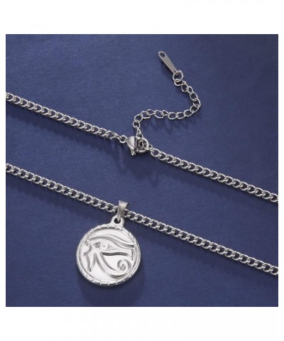 Stainless Steel Ancient Egyptian Eye of Horus Symbol of Protection Pendant Necklace Silver $6.37 Necklaces