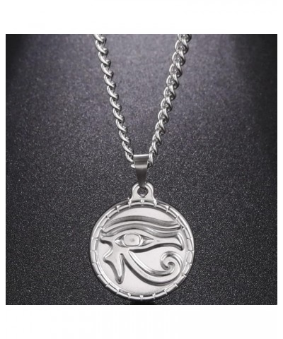 Stainless Steel Ancient Egyptian Eye of Horus Symbol of Protection Pendant Necklace Silver $6.37 Necklaces