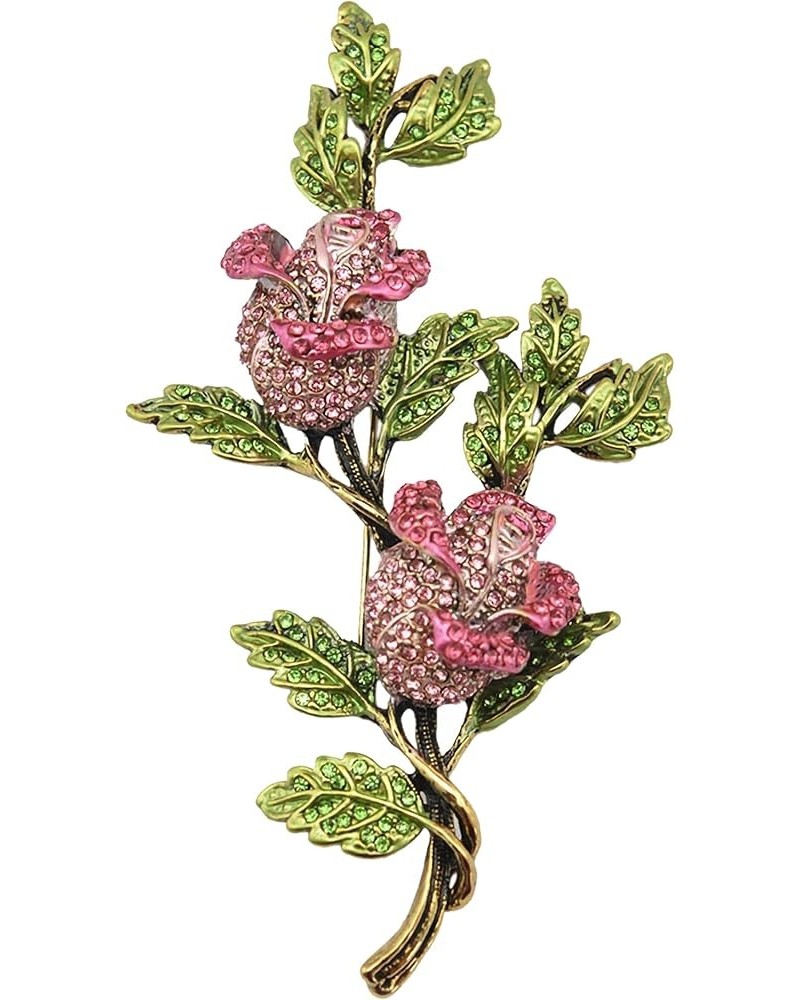 Women's Austrian Crystal Bridal Eternity Rose Flower Brooch Old Gold Tone $12.53 Brooches & Pins