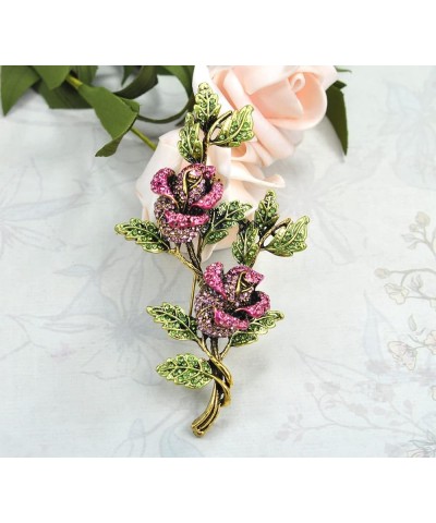 Women's Austrian Crystal Bridal Eternity Rose Flower Brooch Old Gold Tone $12.53 Brooches & Pins