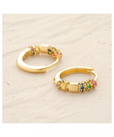 Women Huggie Earrings Gold Hoop Sleeper 14K Gold Filled Small Simple Handmade Hypoallergenic Everyday Jewelry Rainbow $10.82 ...